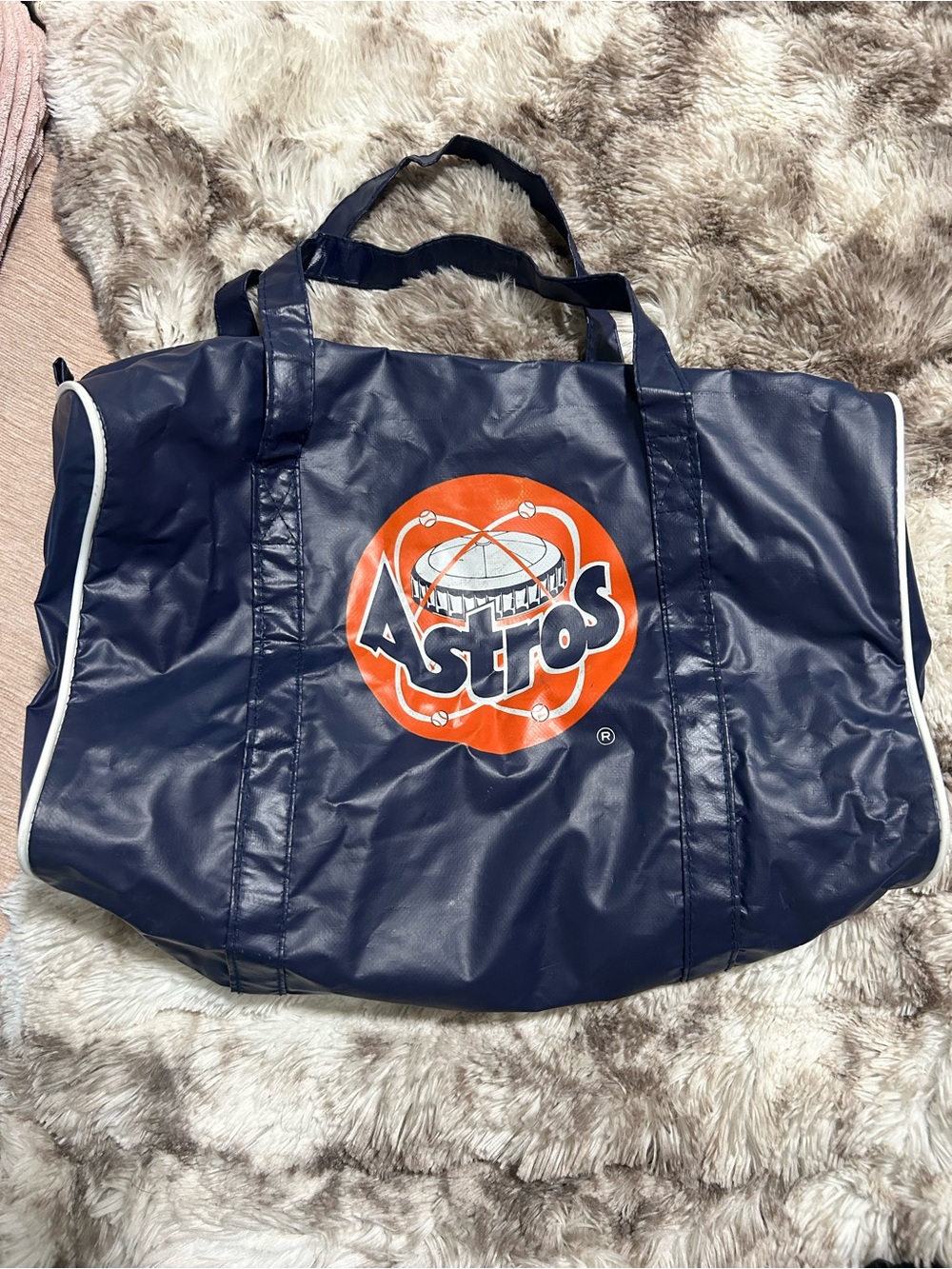 Vintage Houston Astros Snapper Vinyl Duffel Bag 1980s Blue Gym Travel Tote